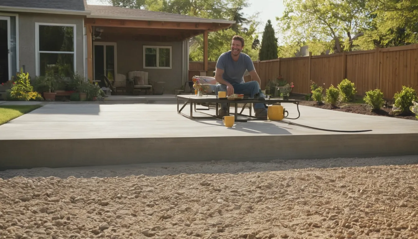 Concrete patio being finished behind a home in the Westhampton Beach area
